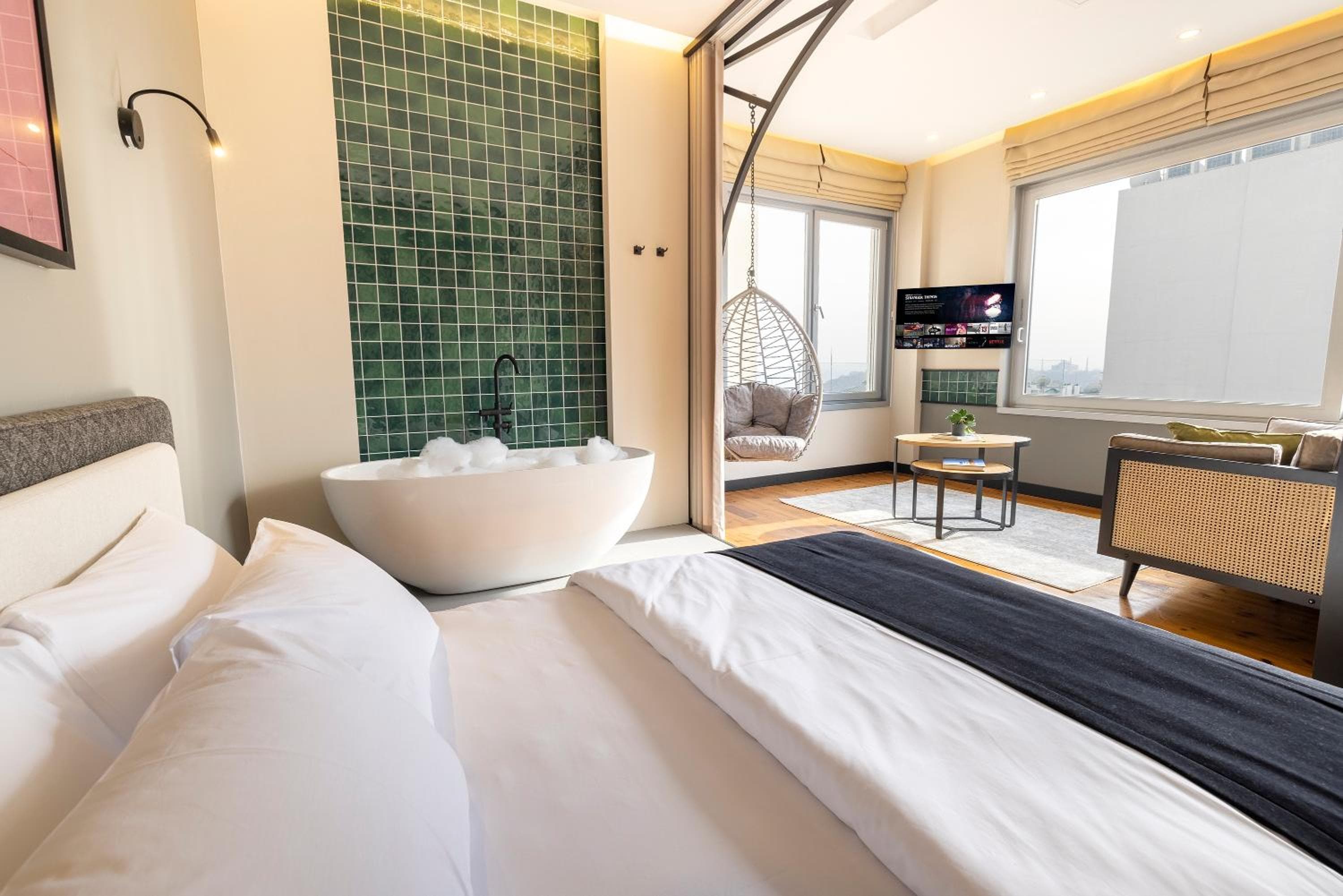 Hotel room at Upside Apartments