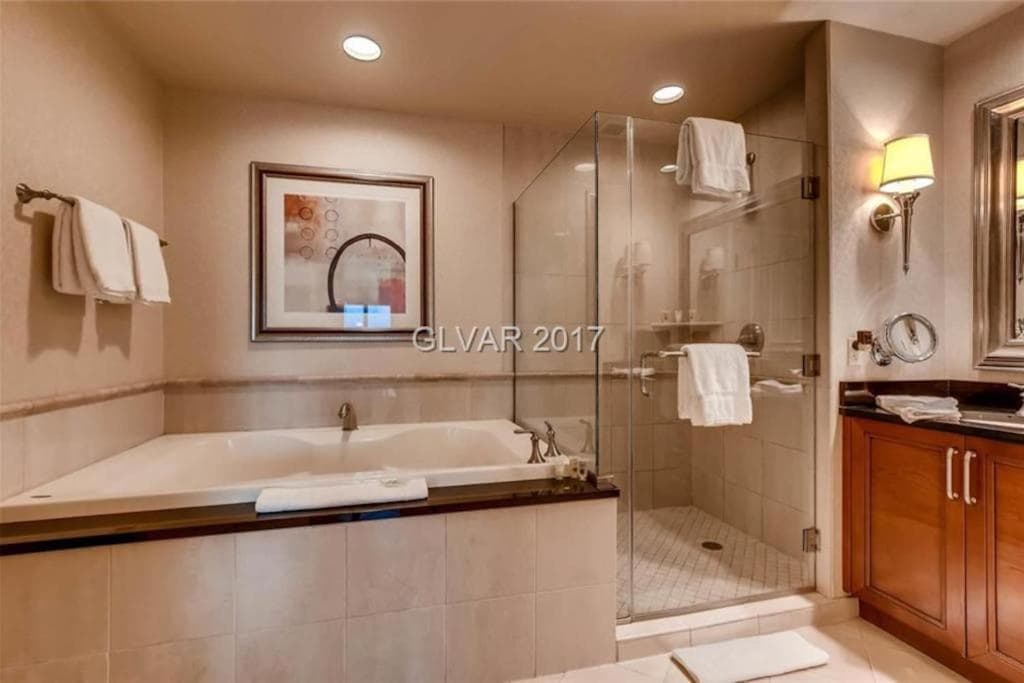 Bathroom at MGM Signature PH 30th floor Deluxe Studio apartment Strip Facing with Balcony