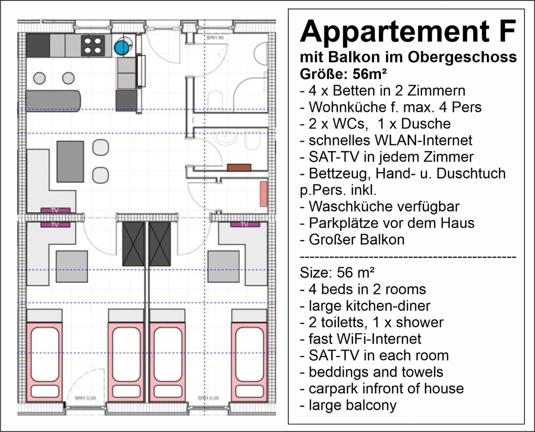 APARTMENTHAUS "AM KORNFELD" - 10 Gästewohnungen mit 1-3 Schlafzimmern, 40 Betten, Raucherbalkon, Reinigungs- & Wäscheservice, Grillgarten, Parkplatz, photo 3