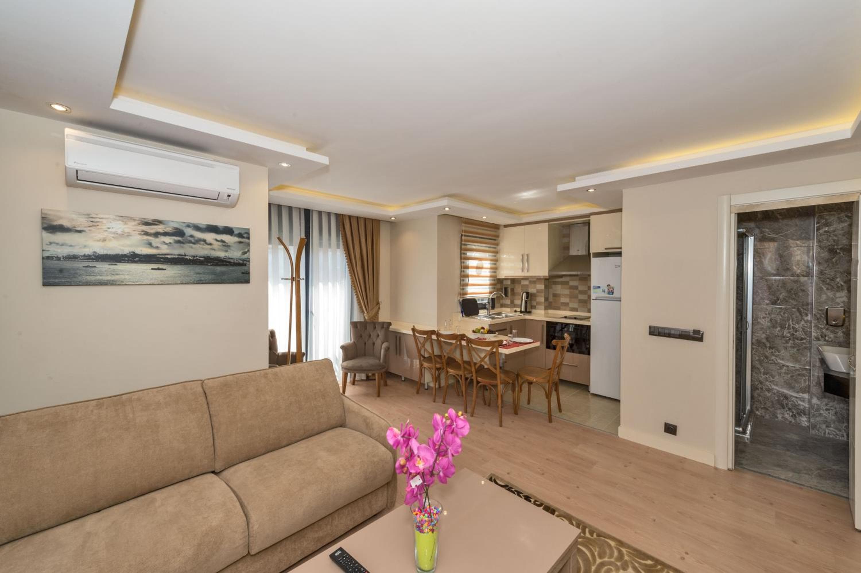 Hotel room at sunlit istanbul
